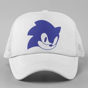 NEW Sonic Hedgehog Face Head Foam Trucker Mesh Snapback Hat WHITE